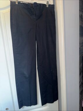 Jil Sander Navy Blue Straight-Leg Career Casual Dress Trousers